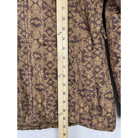 Sims Women's S Snowboard Jacket Brown Damask Hooded Insulated Ski Winter Coat - Picture 11 of 11